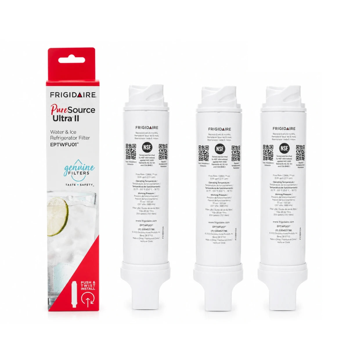 Frigidaire Genuine EPTWFU01 Refrigerator Water Filter Replacement Pack
